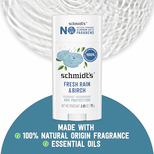 Schmidt's Aluminum-Free Vegan Deodorant Fresh Rain & Birch with 24 Hour Odor Protection, 2 Count for Women and Men, Natural Ingredients, Cruelty-Free, 2.65 oz by Schmidt's - Image 2