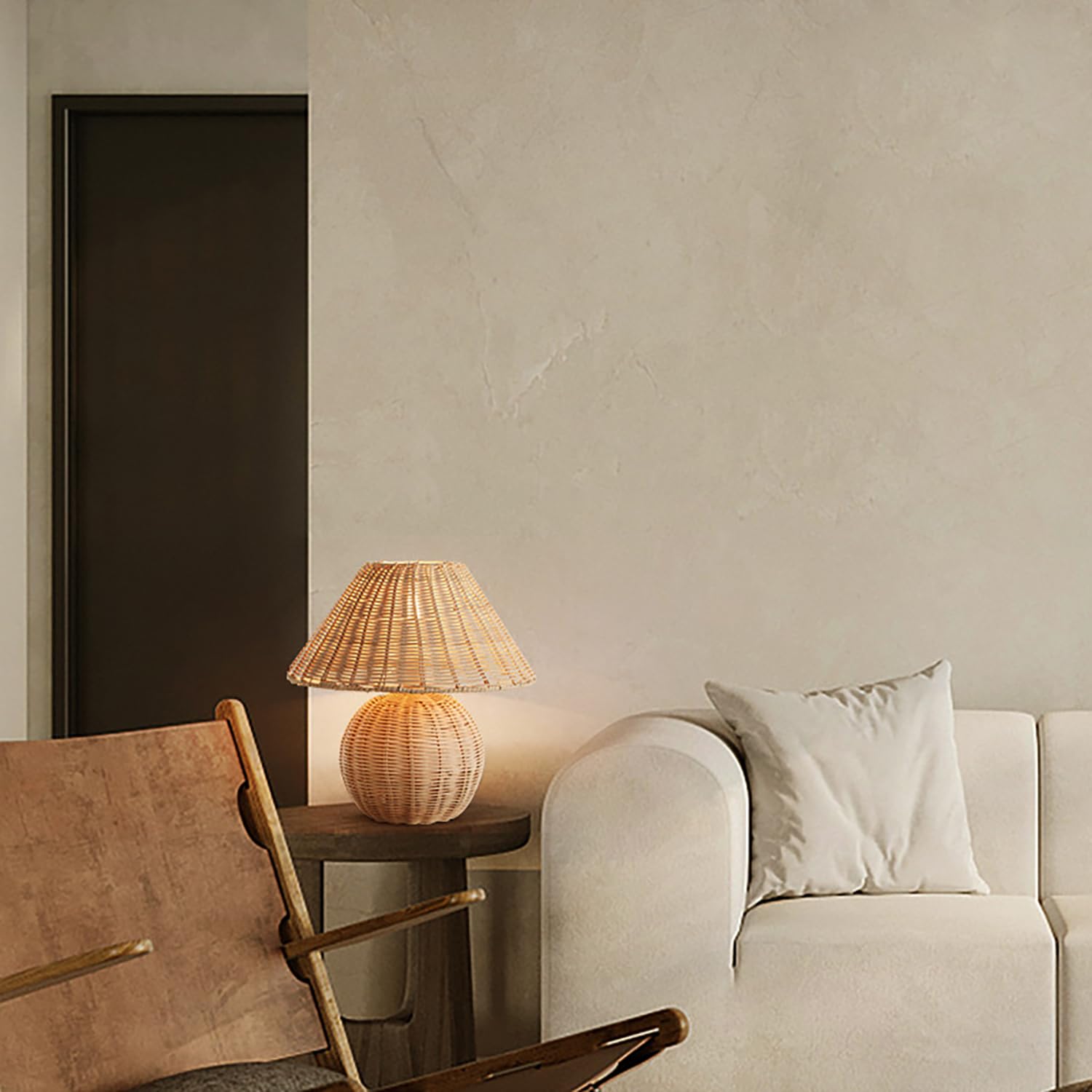 Lampada da tavolo in bambù con spina e interruttore lampada da comodino vintage E14 lampada da tavolo in bambù con cavo da 1,5 m fatta a mano illuminazione da tavolo per camera da letto, soggiorno
