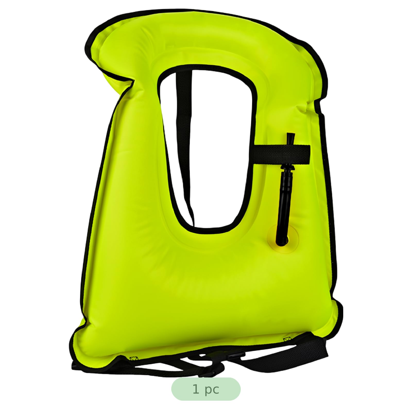 Gilet da snorkeling per adulti, gonfiabile, giacca da nuoto per immersioni e snorkeling, galleggiamento fino a 100 kg, cintura in vita regolabile, valvola di gonfiaggio rapido, verde fluorescente
