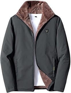 Men's Winter Jacket Fleece Winter Coat Warm Lined Softshell Jacket Vintage Waterproof Men's Leisure Functional Jacket for Hiking Camping Bicycle