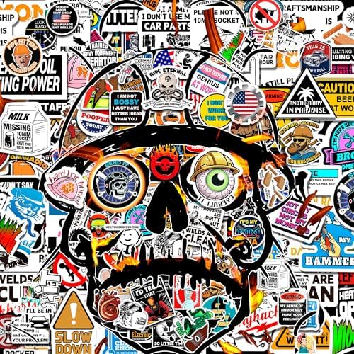 Hard Hat Stickers, 233 PCS Funny Stickers for Adults - Waterproof for Tool Box, Water Bottle, Construction Hat, Helmet – Blue Collar Sticker for Men, Welder, Electrician