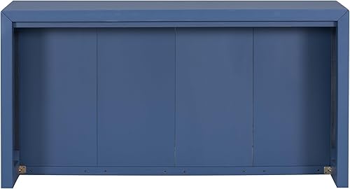 Miniatura 175 de Mesa consola contemporánea con parte superior de madera de hormigón de inspiración industrial, armario de almacenamiento de acento para sala de Gris