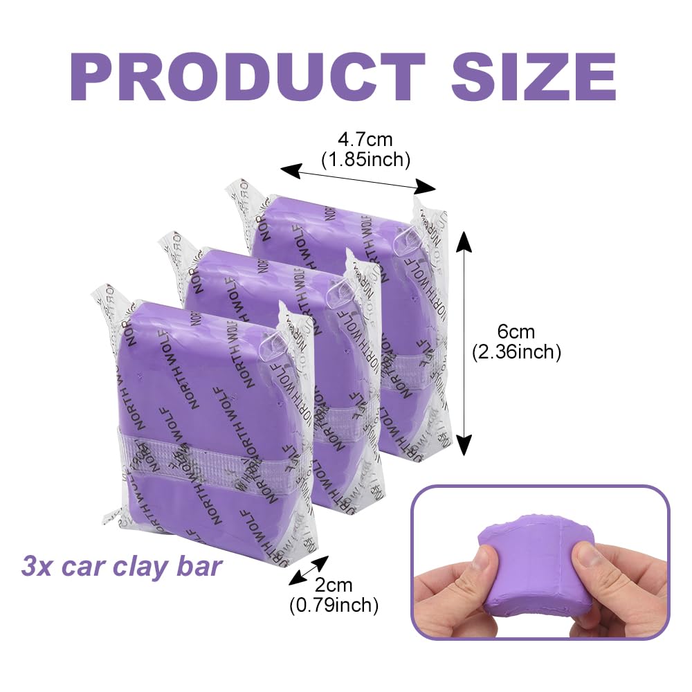 XIMINZ Purple Car Clay Bar 3 Pack 100g Premium Grade No Scratch Magic Clay Bars Auto Detailing Cleaner Kit with Washing and Adsorption Capacity for Car Wash Car Detailing Clean, SUV, RV