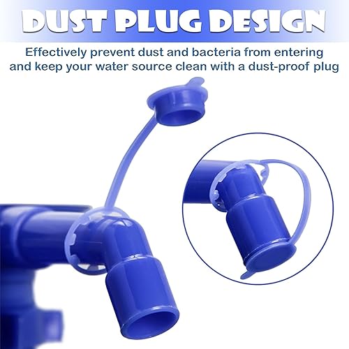 Miniatura 4 de Bomba de agua manual para jarra de 5 galones, paquete de 2 botellas de agua a presión manual, azul, bomba de agua potable manual universal