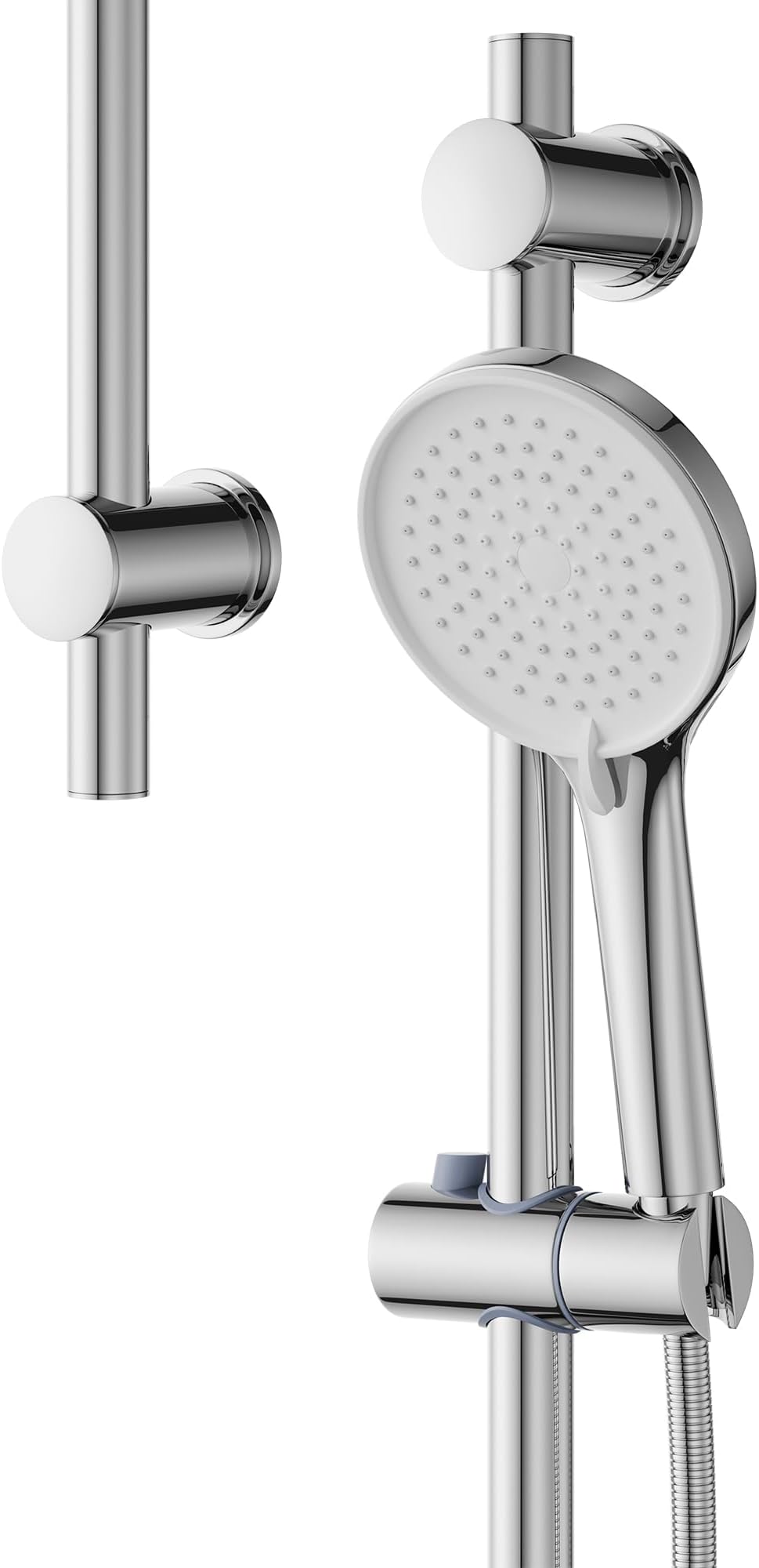 Stainless Steel Shower Slider Bar with 3 Modes Hand Shower (Without Shower Tap),150cm Shower Hose,Adjustable 68cm Shower Riser Rail,Chrome Finish