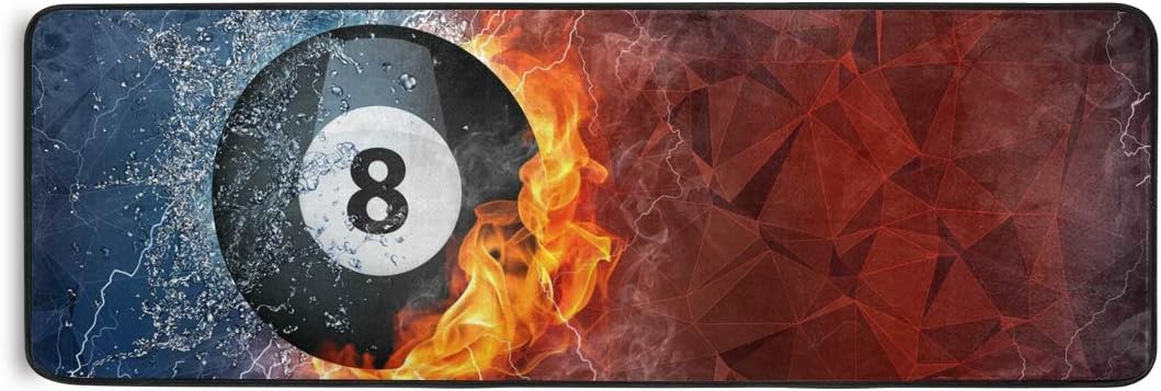 Doormat Area Rug Mat Runner Carpet Billiard Ball On Fire Water for Bedroom Front Door Kitchen Indoors Home Decoration 72x24inch
