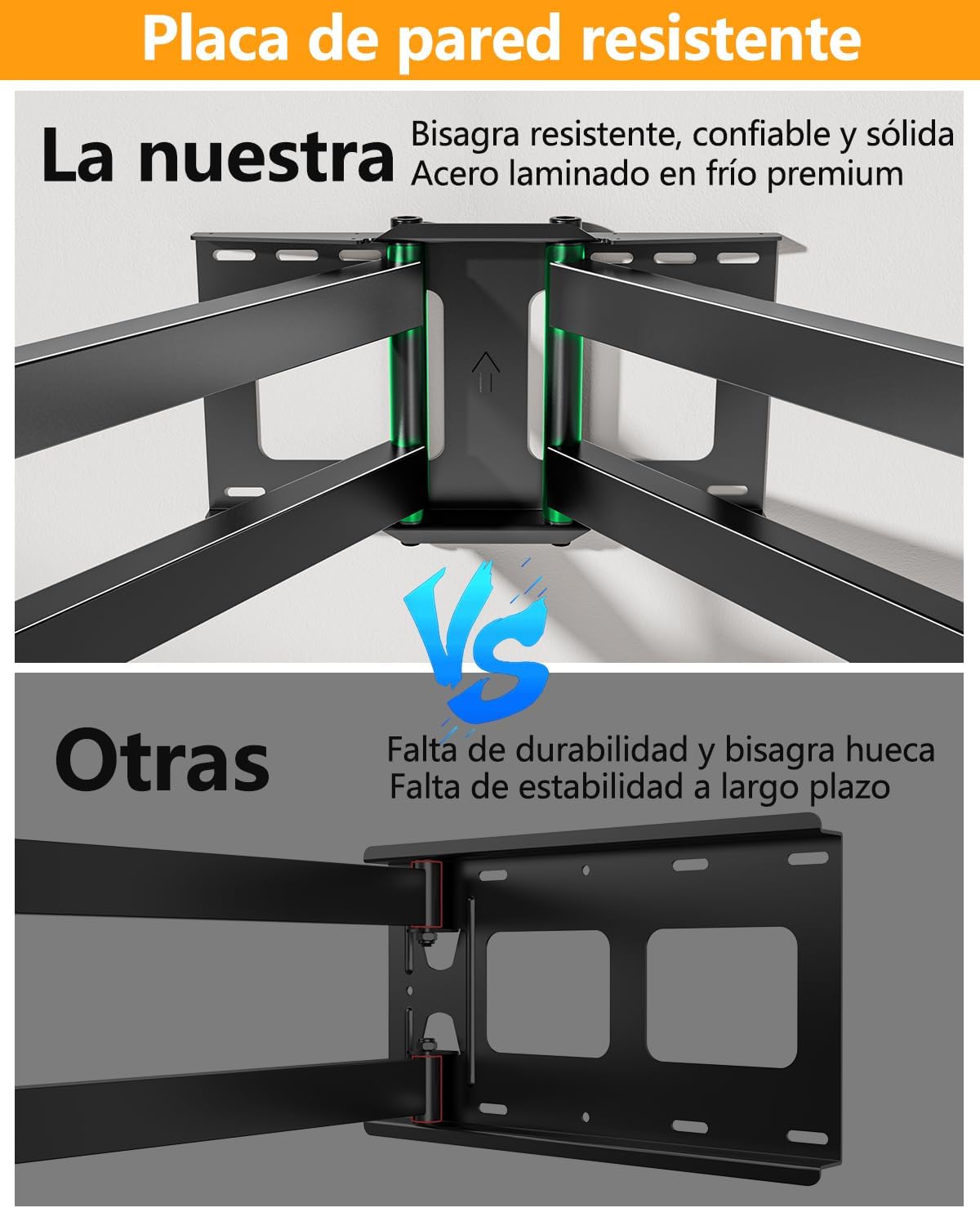FORGING MOUNT Soporte de Pared de TV de Largo Alcance 109cm,Brazo articulado Doble,inclinación Movimiento Completo y Soporte de Pared Giratorio para TV de 50-90 Pulgadas,Carga 90kg,VESA 600x400mm 5