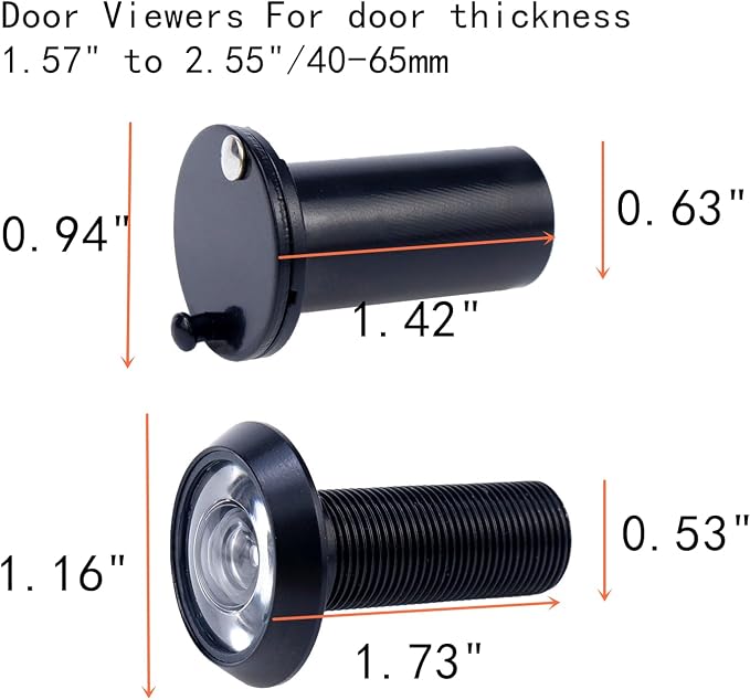 Mirilla para puerta 200 grados, 2 piezas, negro miniatura 2