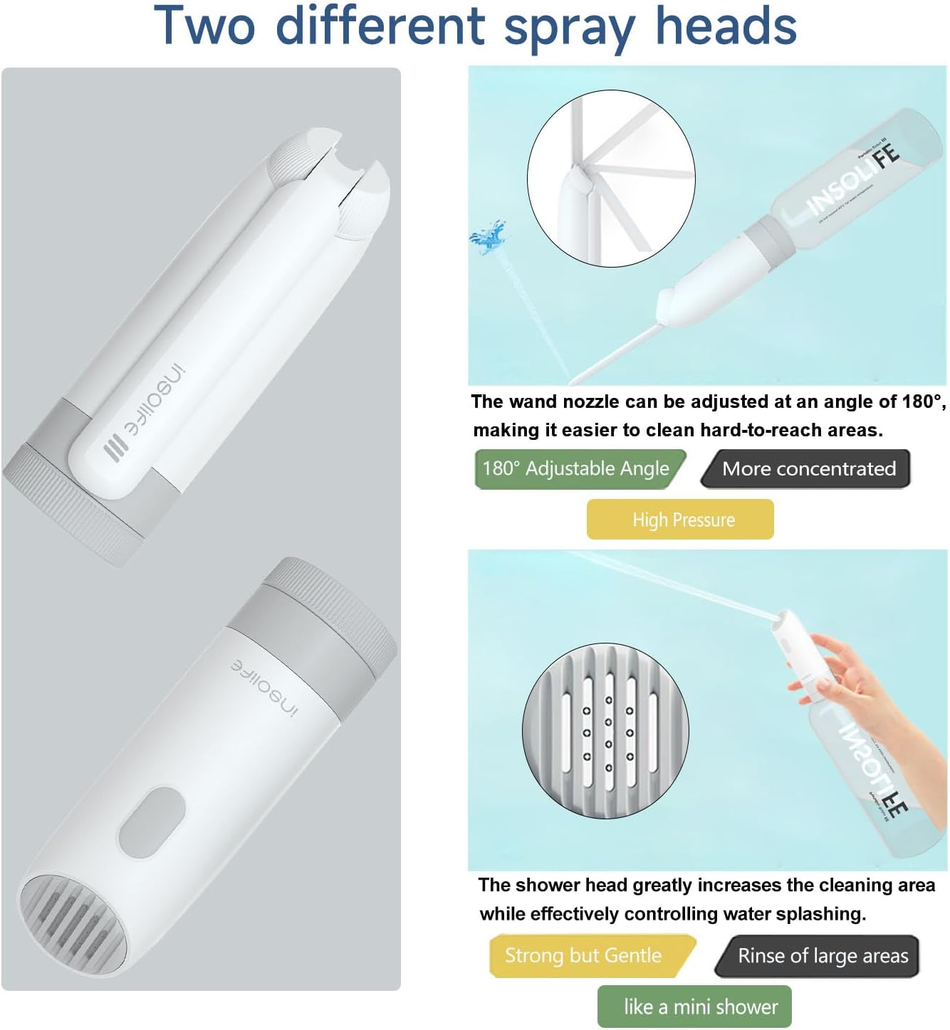 Portable Bidet | High Pressure Travel Bidets with Adapter | Rechargeable Portable Electric Bidets for Men & Women Cleaning | Portable Bidet for Travel