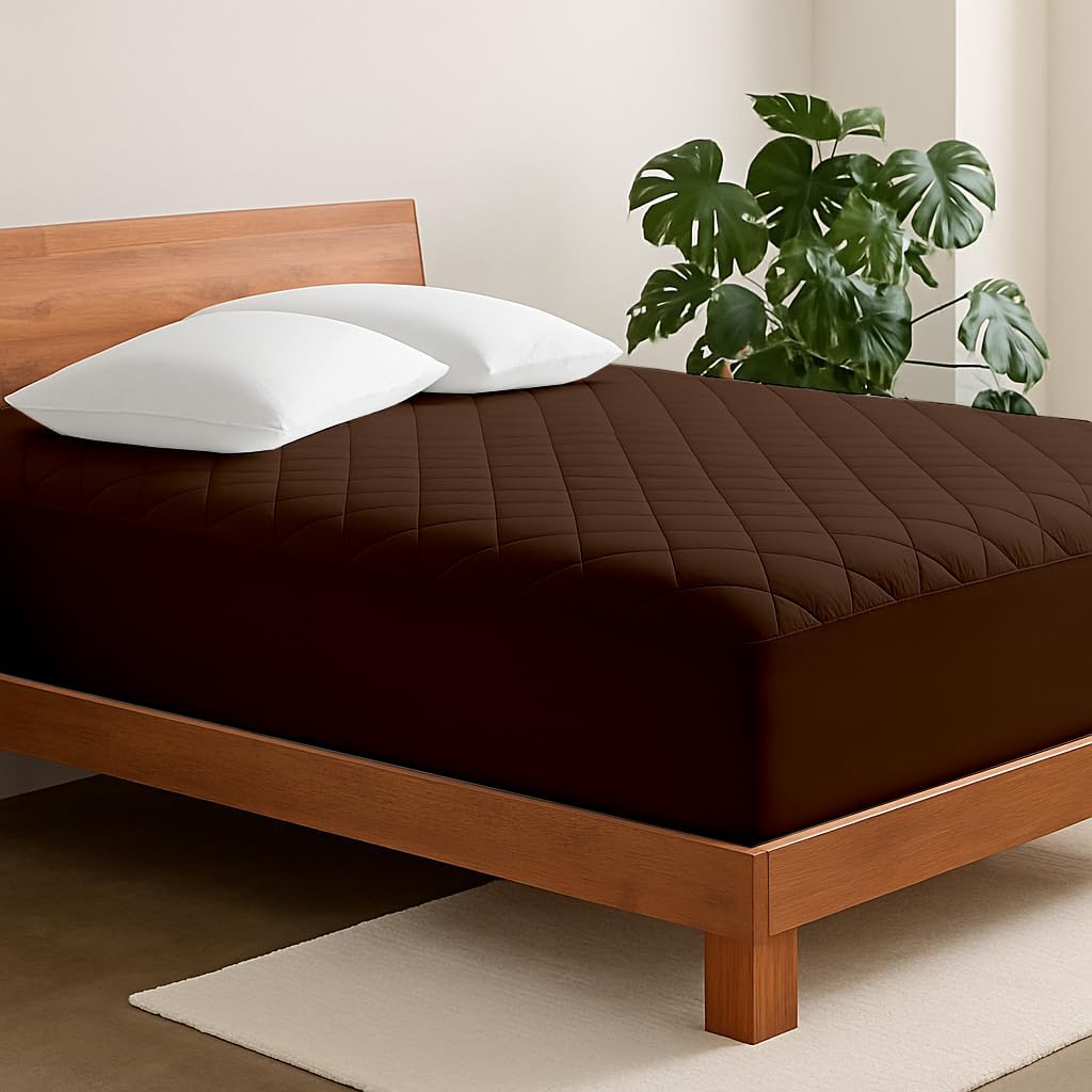 Full XL Waterproof Mattress Pad, 100% Waterproof Quilted Fitted Mattress Protector, Noiseless Mattress Cover, Fitted 18-21" Deep, Dust Proof, Quilted Mattress Topper Pad, Machine Washable, Chocolate