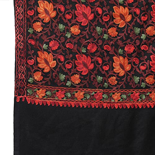 Zamour Kashmiri Embroidery Indian Shawl Stole Scarf Wrap for Wedding Parties Bridesmaid Prom (Off White, 28 inch x 80 inch)4