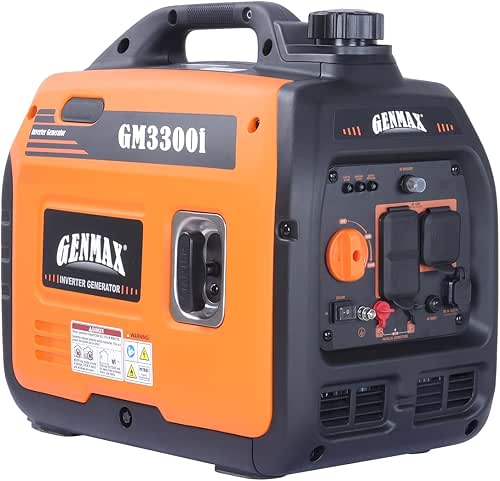 GENMAX Portable Inverter Generator, 3300W Ultra Quiet Gas Motor, EPA