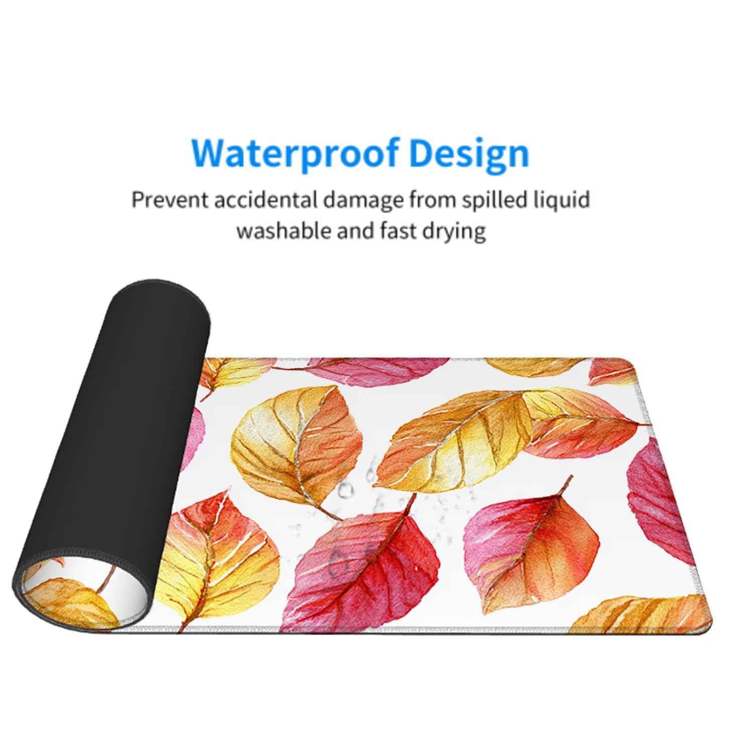 Czerwona podkładka pod mysz pod mysz pod mysz do gier XXL 1200 x 600 x 3 mm podkładka pod mysz gumowa liście duża podkładka pod mysz dla graczy akcesoria wodoodporne PC, do klawiatury laptopa w-3611