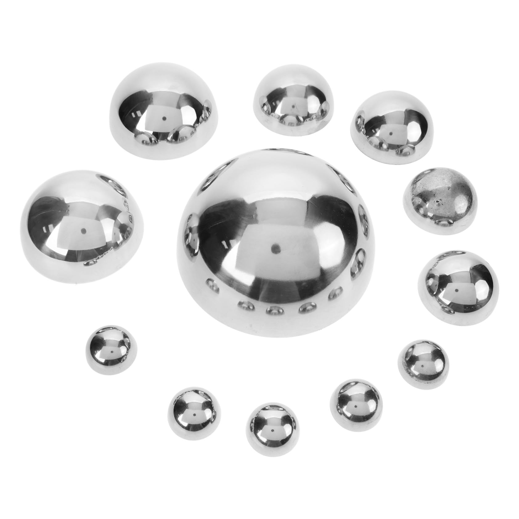 12 Piezas Bola Reflectante de Acero Inoxidable Pulida para Jardín y Estanque de Esferas Semiesféricas para Decoración Exterior y