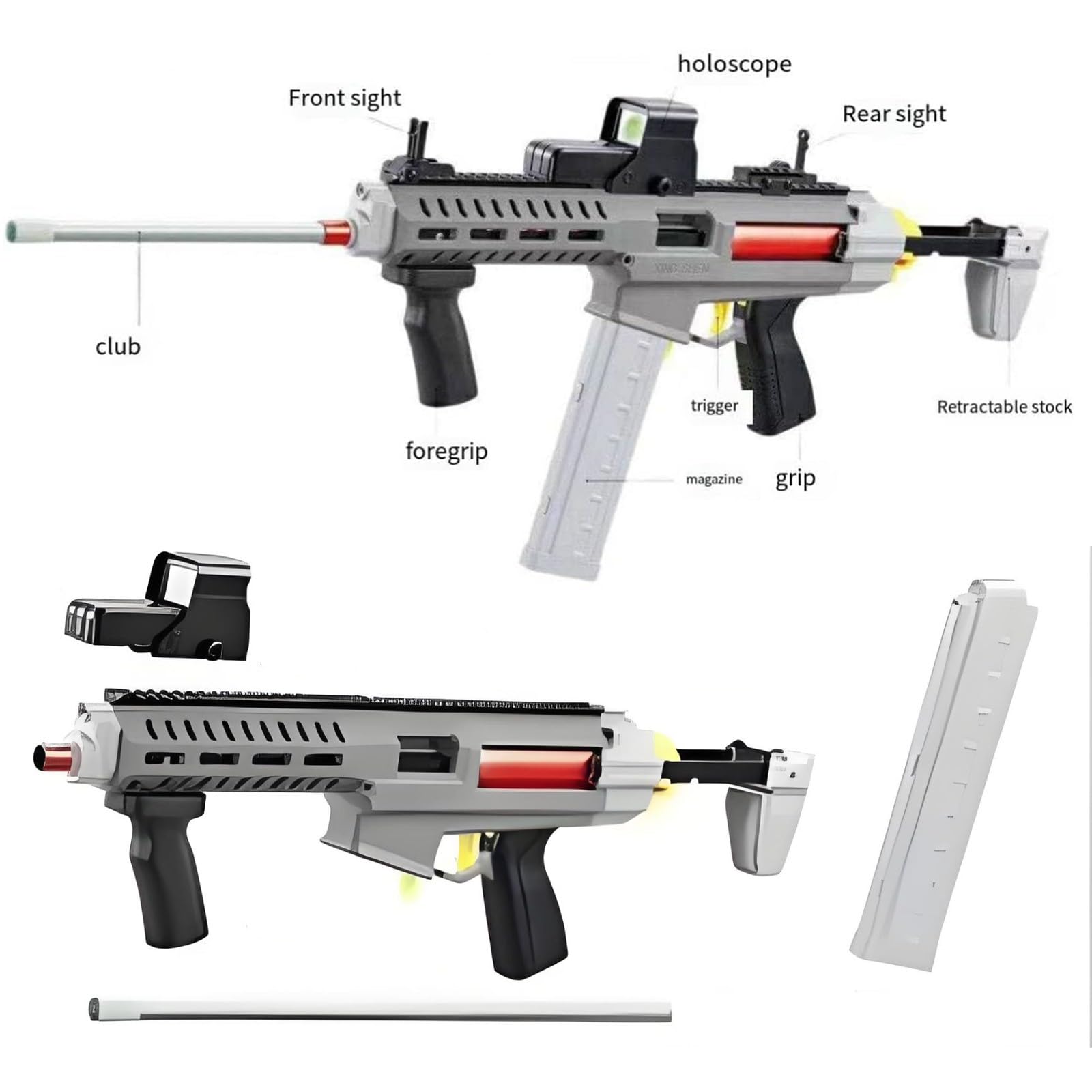 Pistolet kijowy do basenu, automatyczny pistolet do basenu Bezproblemowy precyzyjny strzał z regulacją odległości, kij do basenu dla miłośników bilardów (szary, typ B)