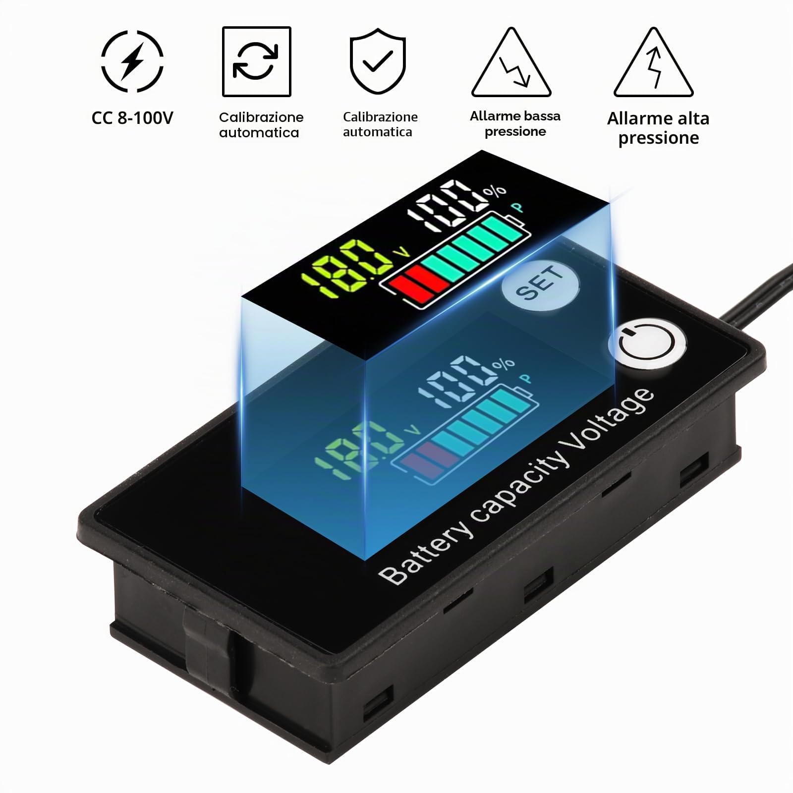diymore protezioni batteria 12-84 V, indicatore DC 8-100 V, allarme estivo, temperatura per auto, barche, camper