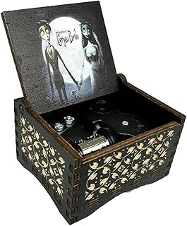 Youtang CorpseBride Wooden Music Box, Antique Engraved Case, Birthday Gift/Valentine's Day Gift/Mother's Day/Fathers Day/Children's Presents/Home Decoration/Collectibles (Wind up, Black)