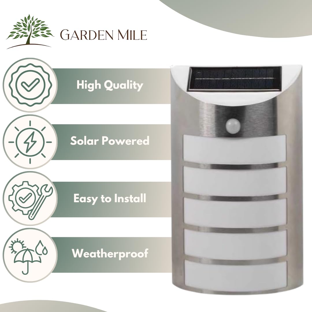 Garden Mile Solar-Sicherheitsleuchte mit Bewegungsmelder für den Außenbereich, Wandmontage, Außenleuchten mit Sensor für Zuhause, Garten, Schuppen, Wohnwagen (warmweißes Willkommenslicht, 3)