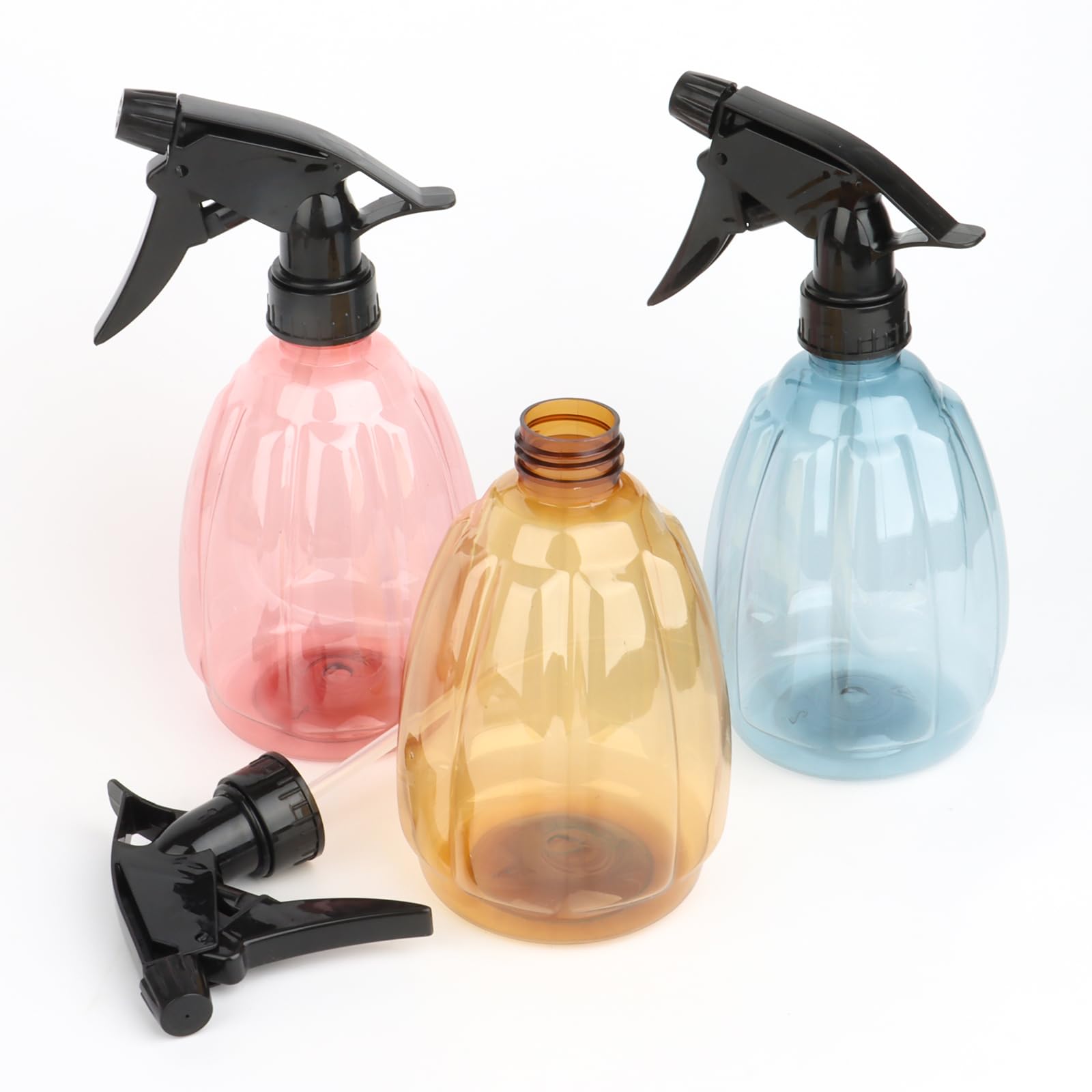 RISVOWO 3 Pezzi 500ml Spruzzino Nebulizzatore, Flacone Spray Vuoto, Vaporizzatore Acqua, Trasparente Plastica Grilletto Spruzzatore per Pulizia Casa, Giardino, Vetri, Capelli, Pulizia