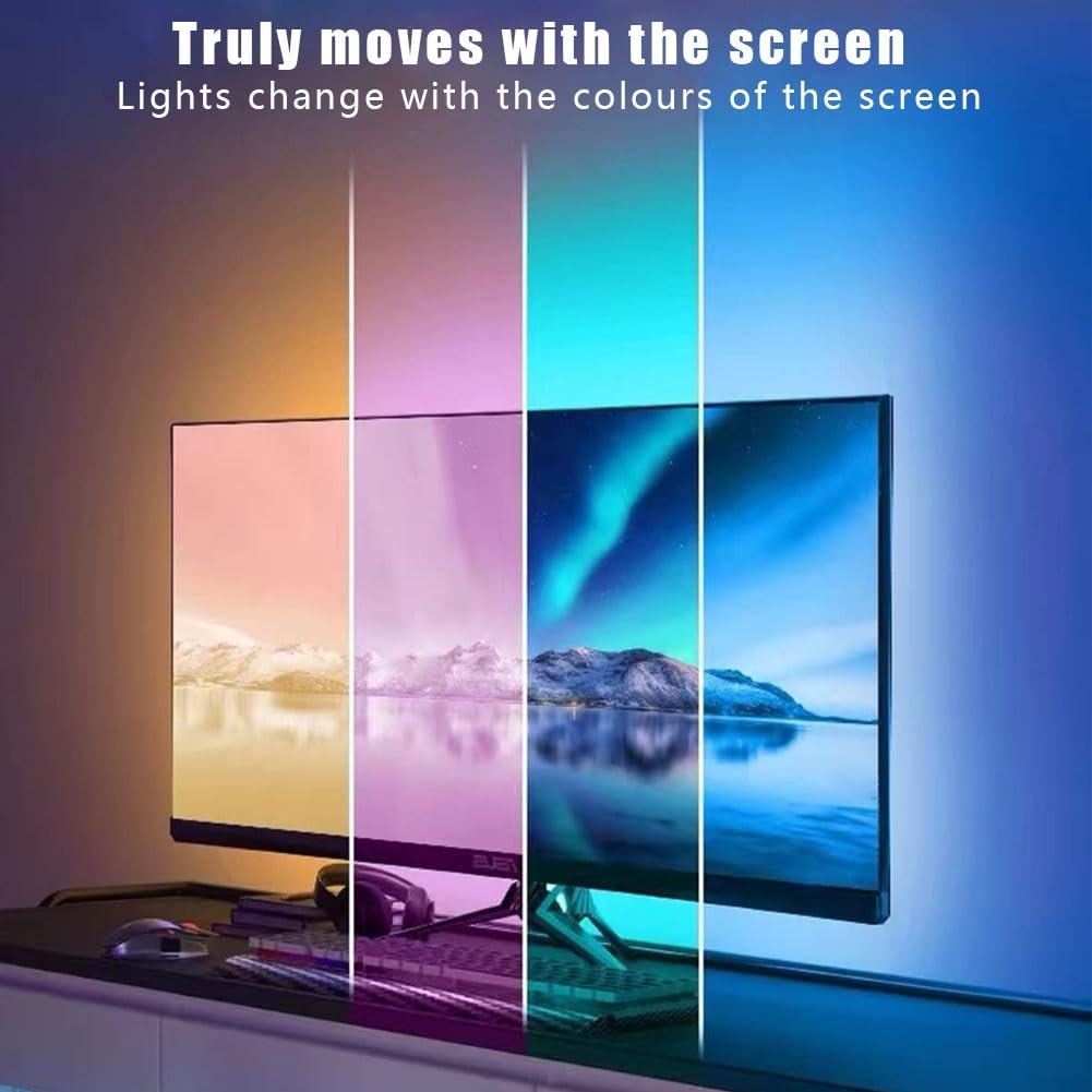Striscia luminosa a LED per TV, rgb5050 luce di striscia di gioco ambientale con app intelligente e telecomando, striscia di illuminazione ambientale TV modalità musica, striscia luminosa a led per