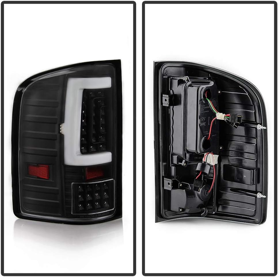 ACANII - For 2007-2013 Chevy Silverado 1500 2500 3500 Black Housing Sequentia Full LED Tube Tail Lights Brake Lamps