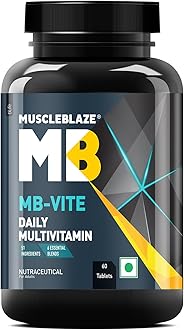 MuscleBlaze MB- Vite Multivitamin with Immunity Boosters RDA Vitamin C, D, Zinc,60 Tablets