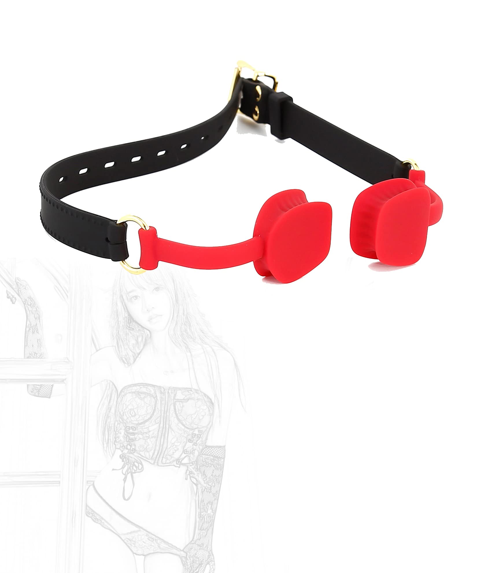 Knebel Mund Geschirr Mundöffnen Lippenspreizer Mundknebel Silikon Sex SM Fetisch Fesseln Kugelknebel Mouth Rollenspiel Mundspreizer BDSM Erotik Sexspielzeug Einstellbar für Paare (Color : Rot)