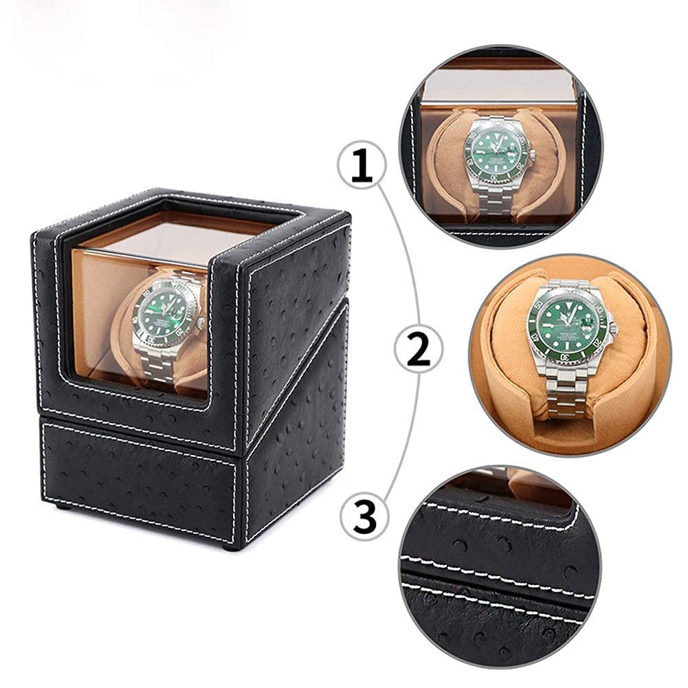 Cajas de exhibición automáticas para Relojes, Caja de Almacenamiento de Relojes Individuales de Cuero, Caja de exhibición para Relojes giratorios eléctricos y mecánicos.,