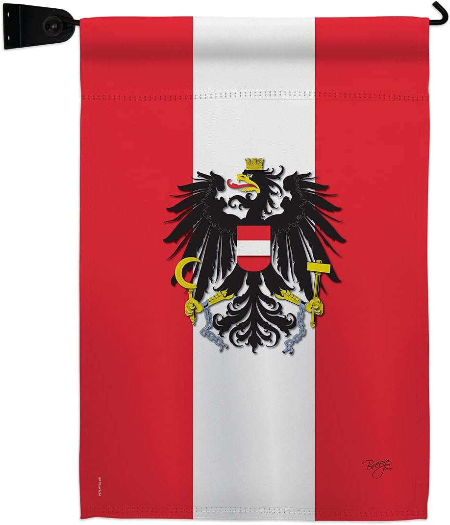 Austria Garden Flag Set Wall Holder Regional Nationality Nation International World Country Particular Area Small Decorative Gift Yard House Banner Made In USA 13 X 18.5