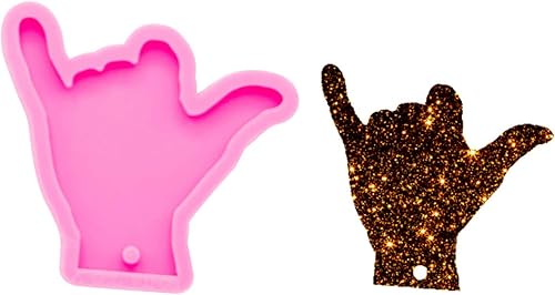 Molde de silicona súper brillante con forma de manos lindas para bricolaje, collar, colgante, joyería, llavero, molde, lenguaje "You", molde de