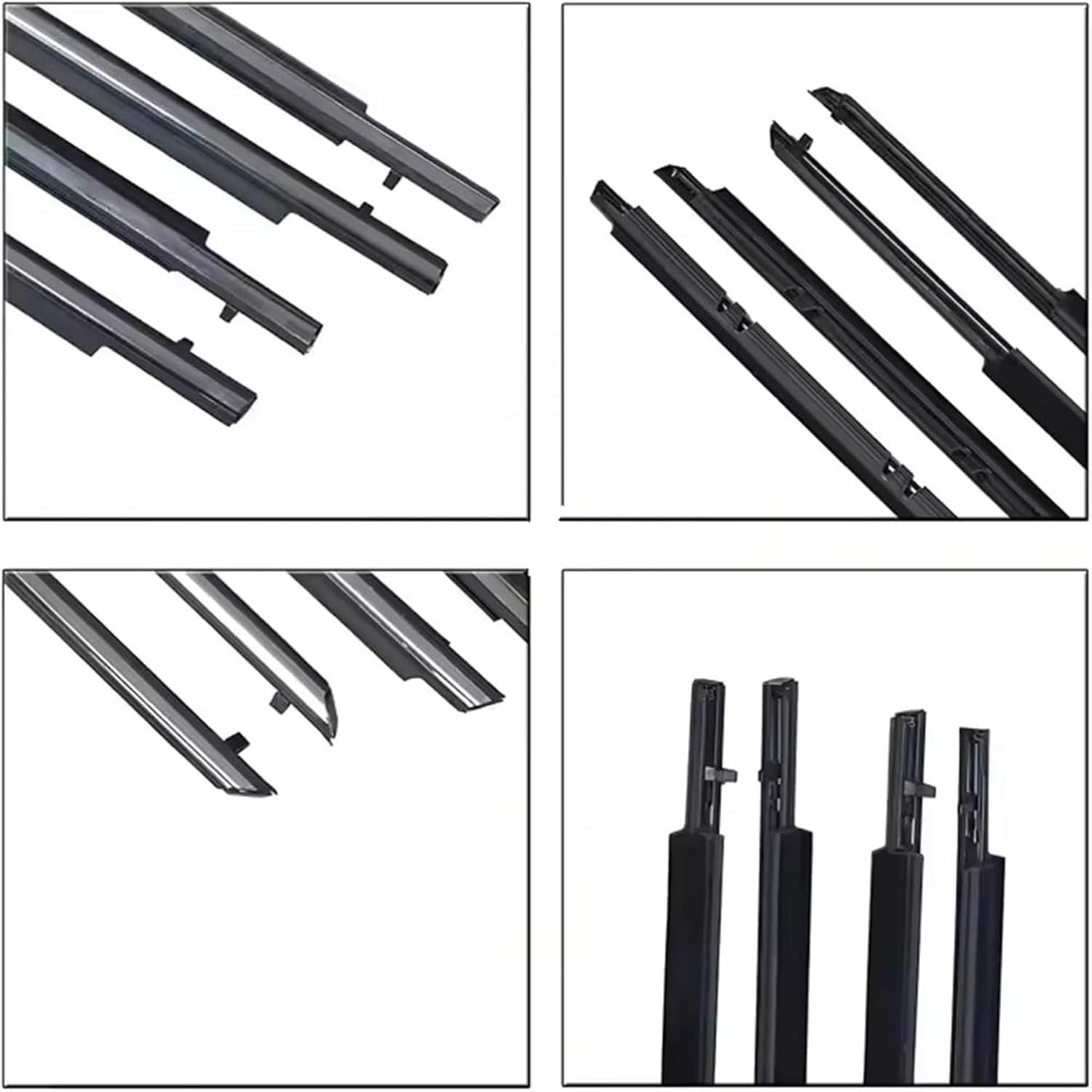 ウェザーストリップ 4個入り ブラック カークローム ウェザーストリップ ガラスウィンドウモールディングトリムシールベルト に適合す