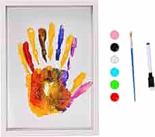 Kit Impronte Mani Famiglia - Cornice In Legno Con Vernice Sicura - Regalo Baby Shower