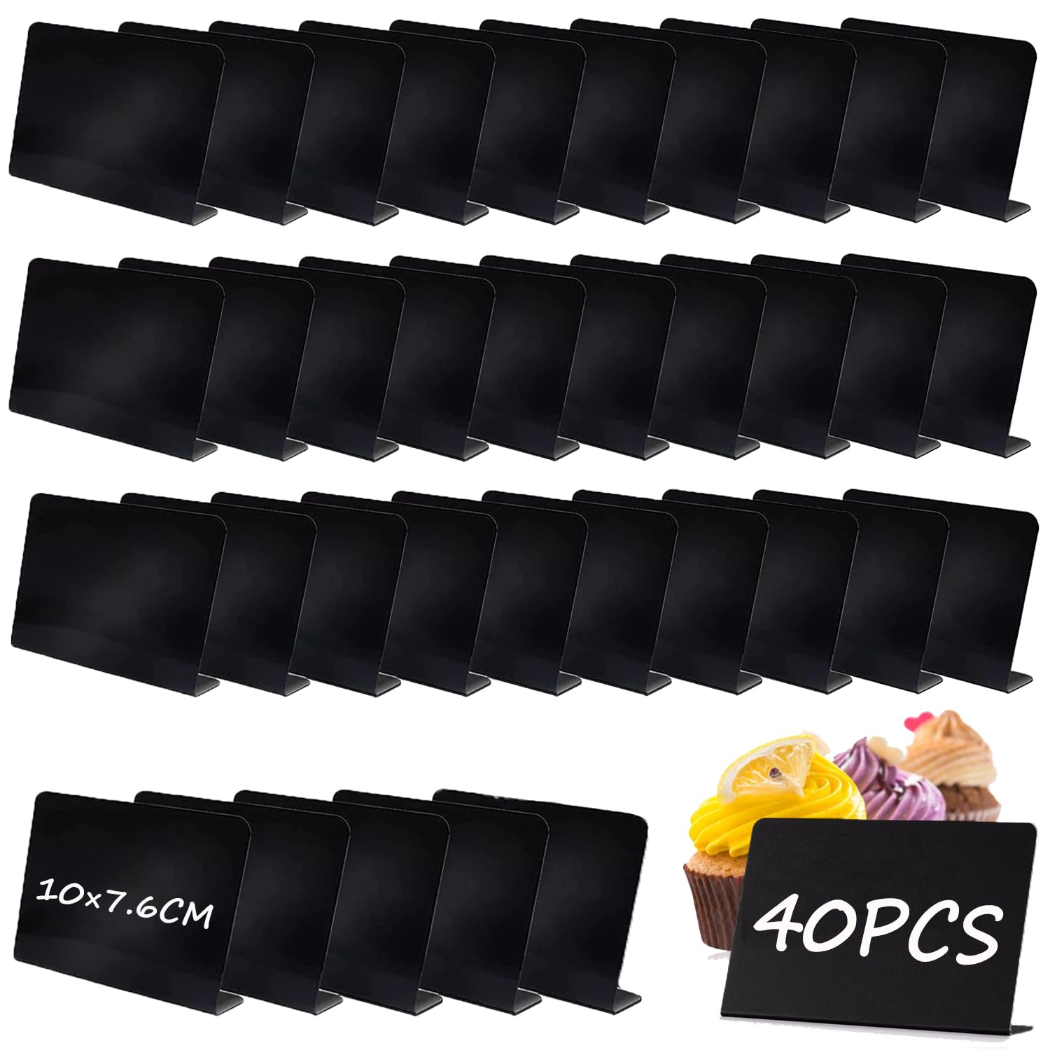 Pizarras Pequeñas Negras PVC 10x7,5 cm Reutilizables con Rotuladores para Buffet Panadería Fiestas