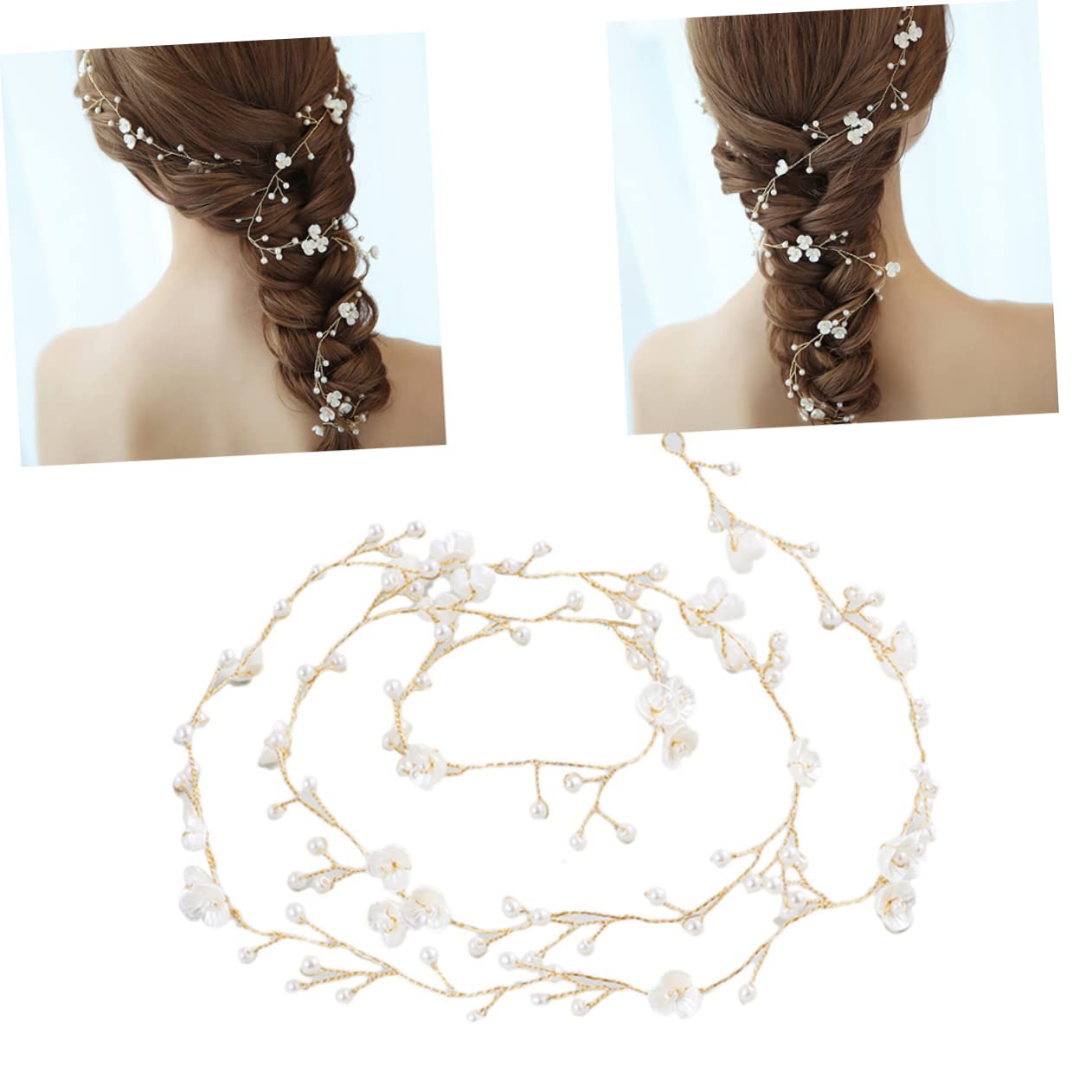FRCOLOR 3stücke Blumenkronen-haarband Für Braut Elegantes Haaraccessoire Für Hochzeiten Und Verlobungen Anpassbar Für Jede Frisur Langer Blumenhaarschmuck
