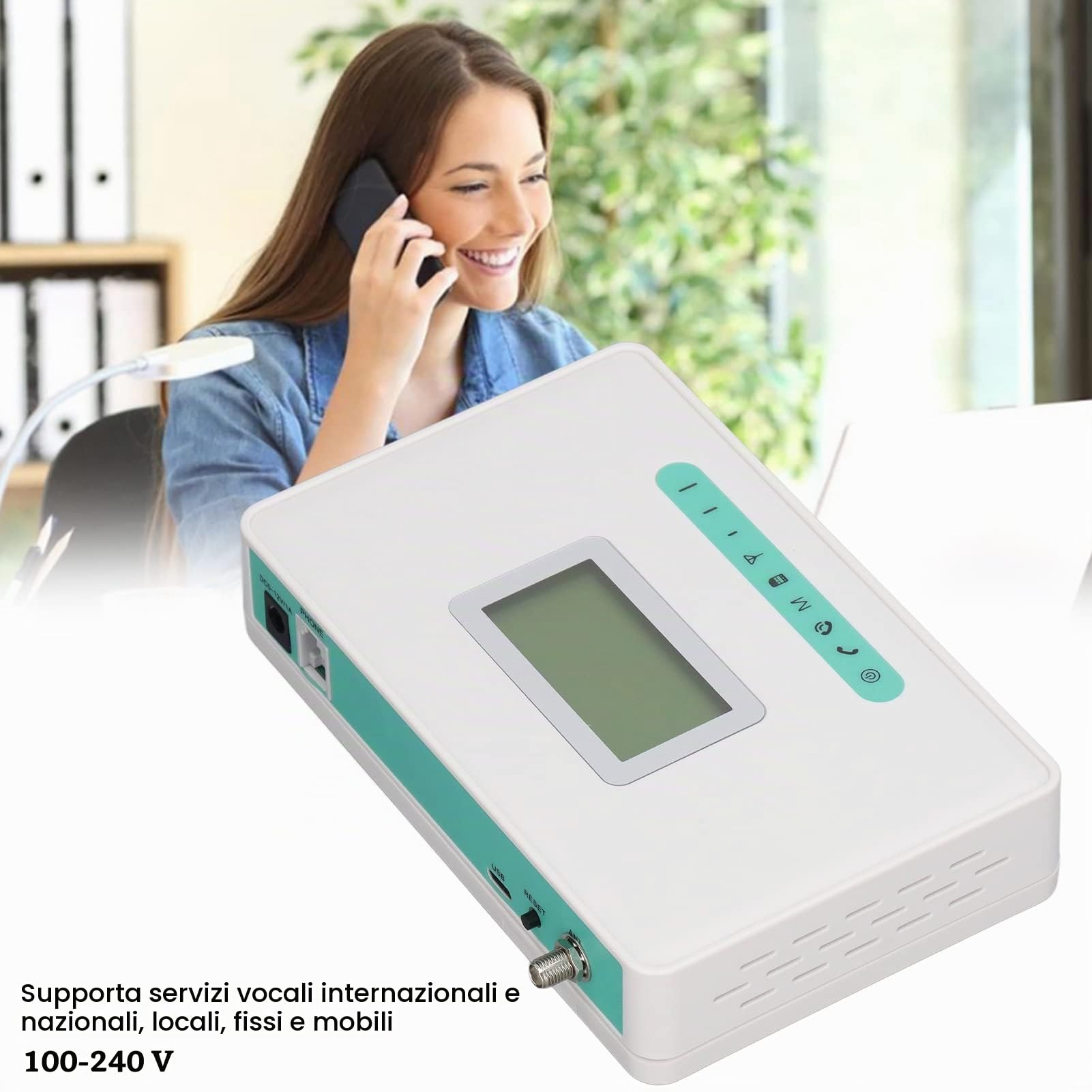 Asixxsix Terminale Wireless Fisso, Quad Band gsm SIM Card Linea Telefonica Desktop ID Chiamante Dialer GSM850/900/1800/1900MHZ con Display LCD Retroilluminato per Telefono Fisso, Allarmi, Scatole(#3)