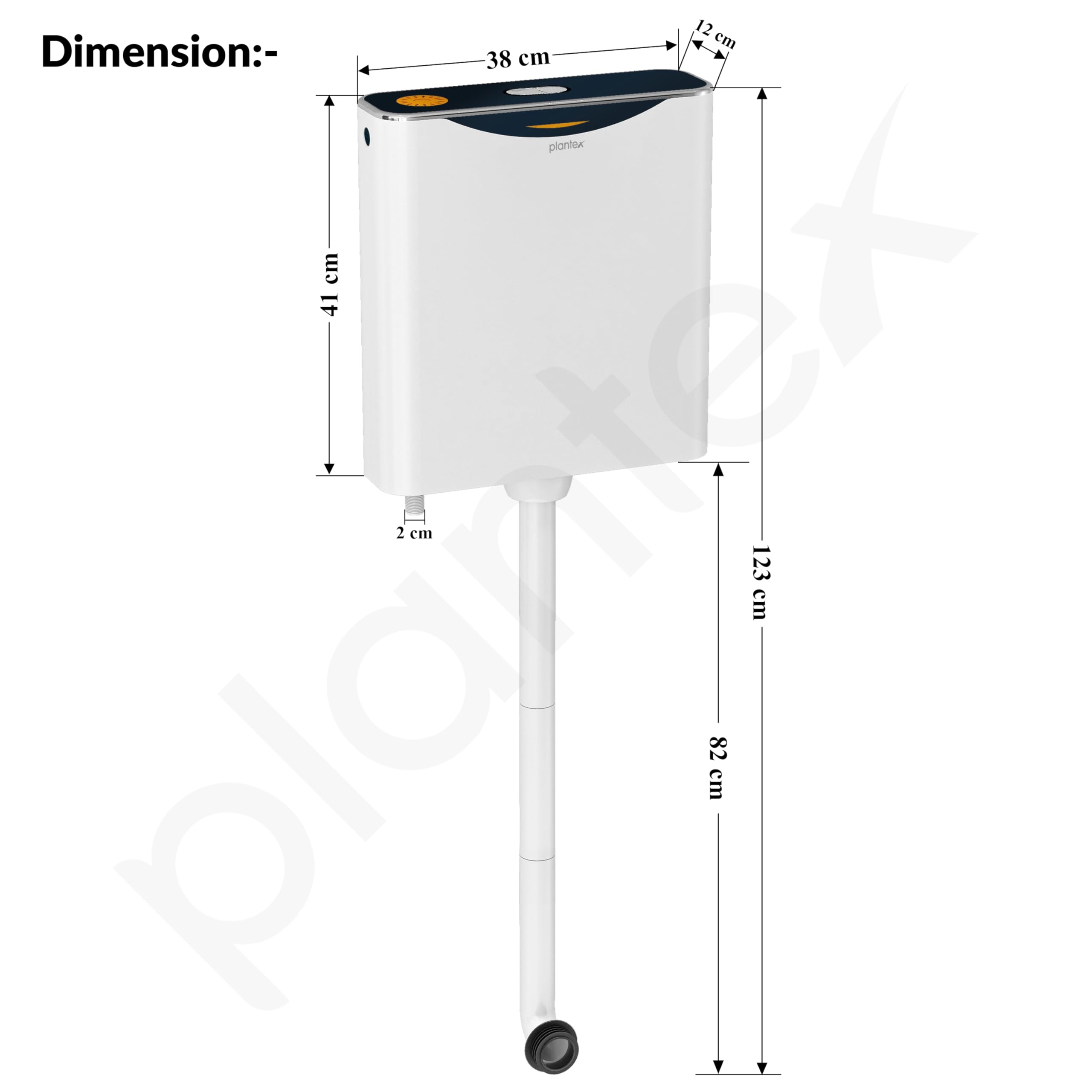 Plantex Flush Tank for Toilet with 10 Ltr Water Capacity/Dual Flushing Cistern for Bathroom/Polypropylene Toilet Flush Tank - Pack of 1 (Boss, Navy Blue & White) 2