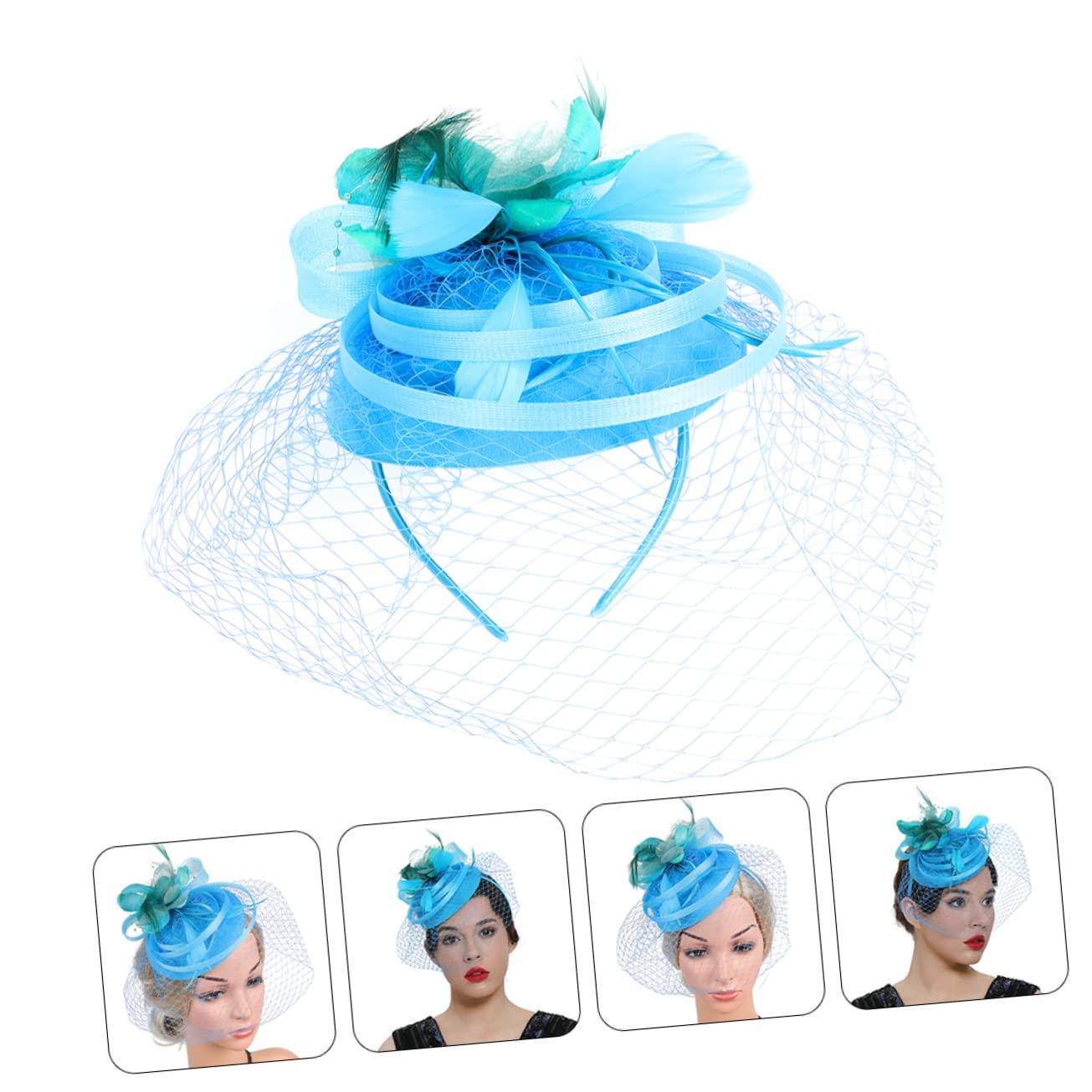 minkissy 2 cappelli da tè per la sposa da sposa copricapo per matrimonio fascinator cappelli per le donne tea party Fascinator Tea Party copricapo 1920 fascia da donna Fascinator fascia