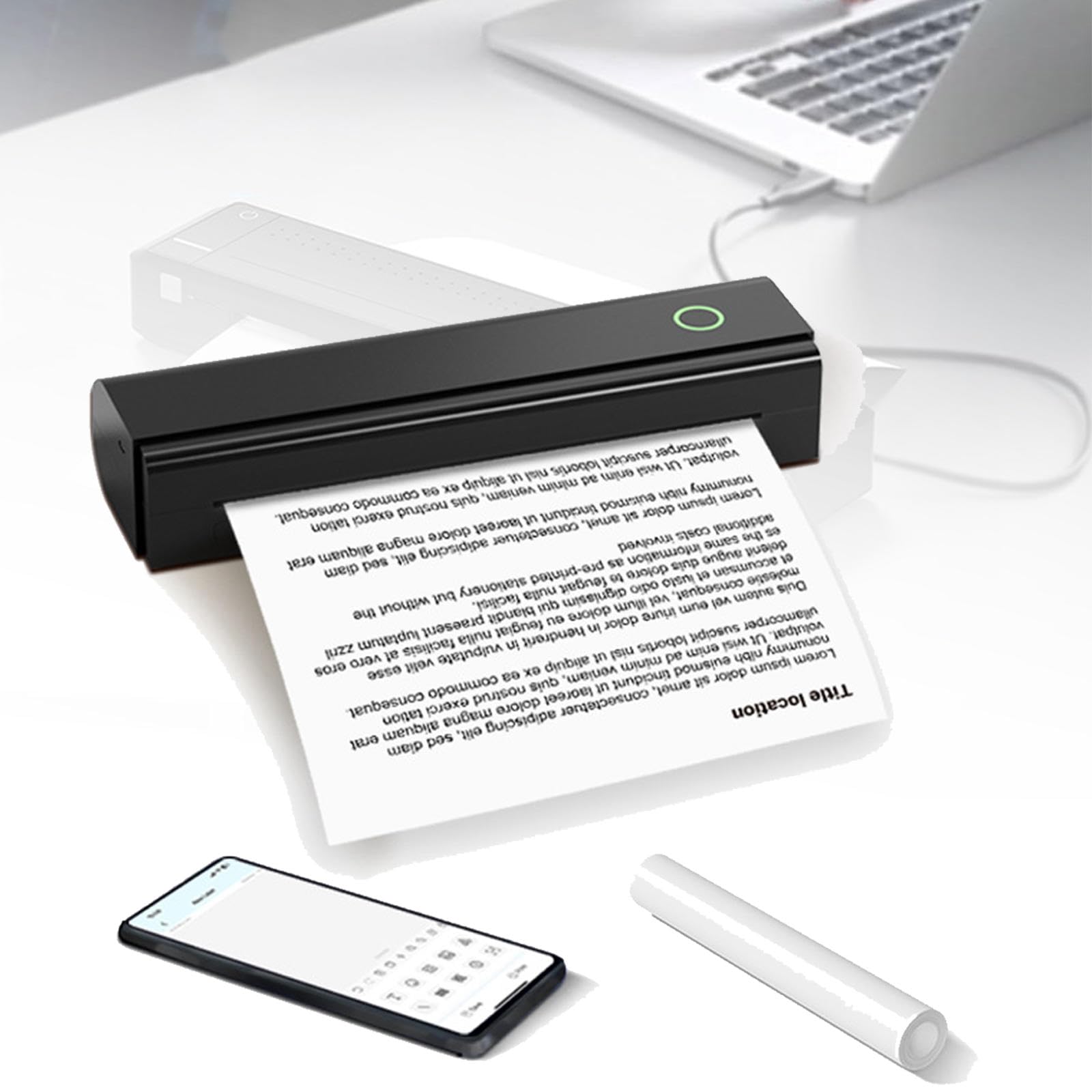 Imprimante Thermique - Imprimantes Portables sans Fil A4 pour la Maison et Le Bureau, Compatible Bluetooth sans Encre, Prend en Charge Plusieurs Types de Papier (USB)