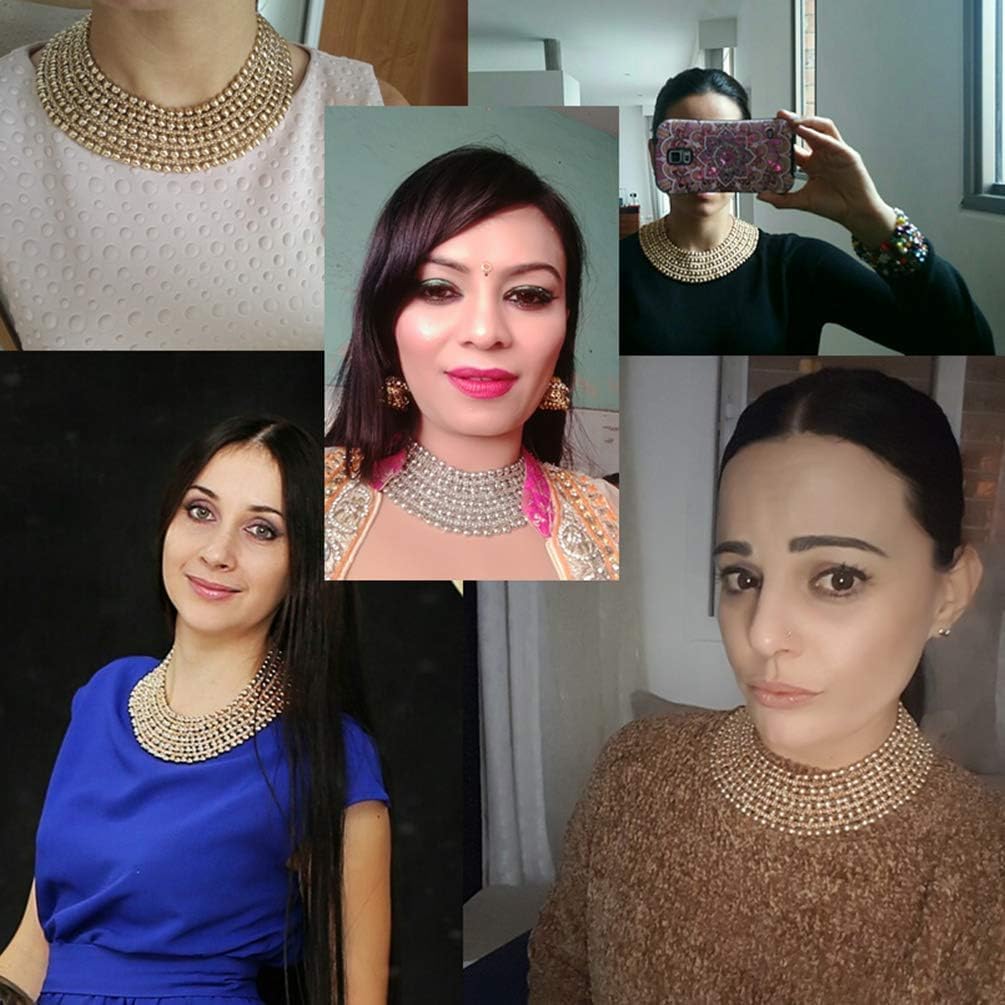 Women Statement Necklace Metal Beaded Chunky Necklace Collar Fashion Party Jewelry - Image 4