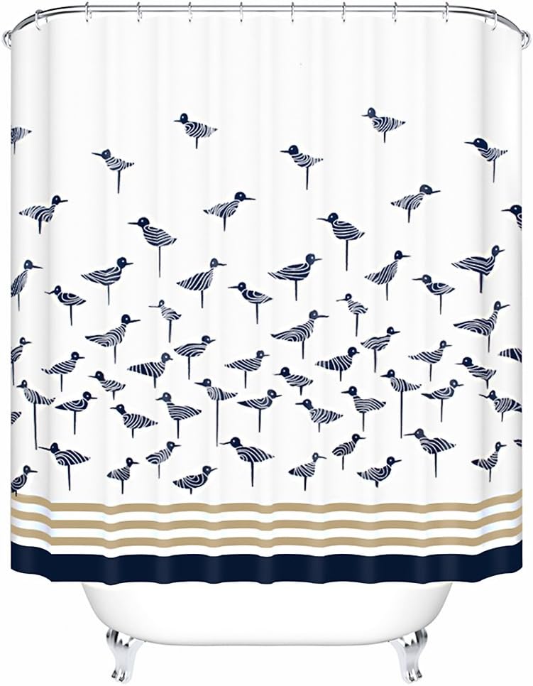 Norcho 78"x78" Anti-bacterial Mildew Resistant Shower Curtain Liner with Rolling Ring Blue Birds