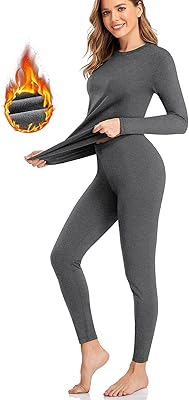SIMIYA Thermal Underwear Set for Women Long Johns with Fleece Lined Long Sleeves Base Layer Set Top Bottom