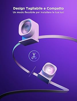 Govee RGBIC Striscia LED Da Parete Per Interni 3m – Compatibile Alexa, Luci Colorate Dimmerabili Con Sincronizzazione Musicale, Controllo APP WiFi, 64 Scene, Per Casa E Feste