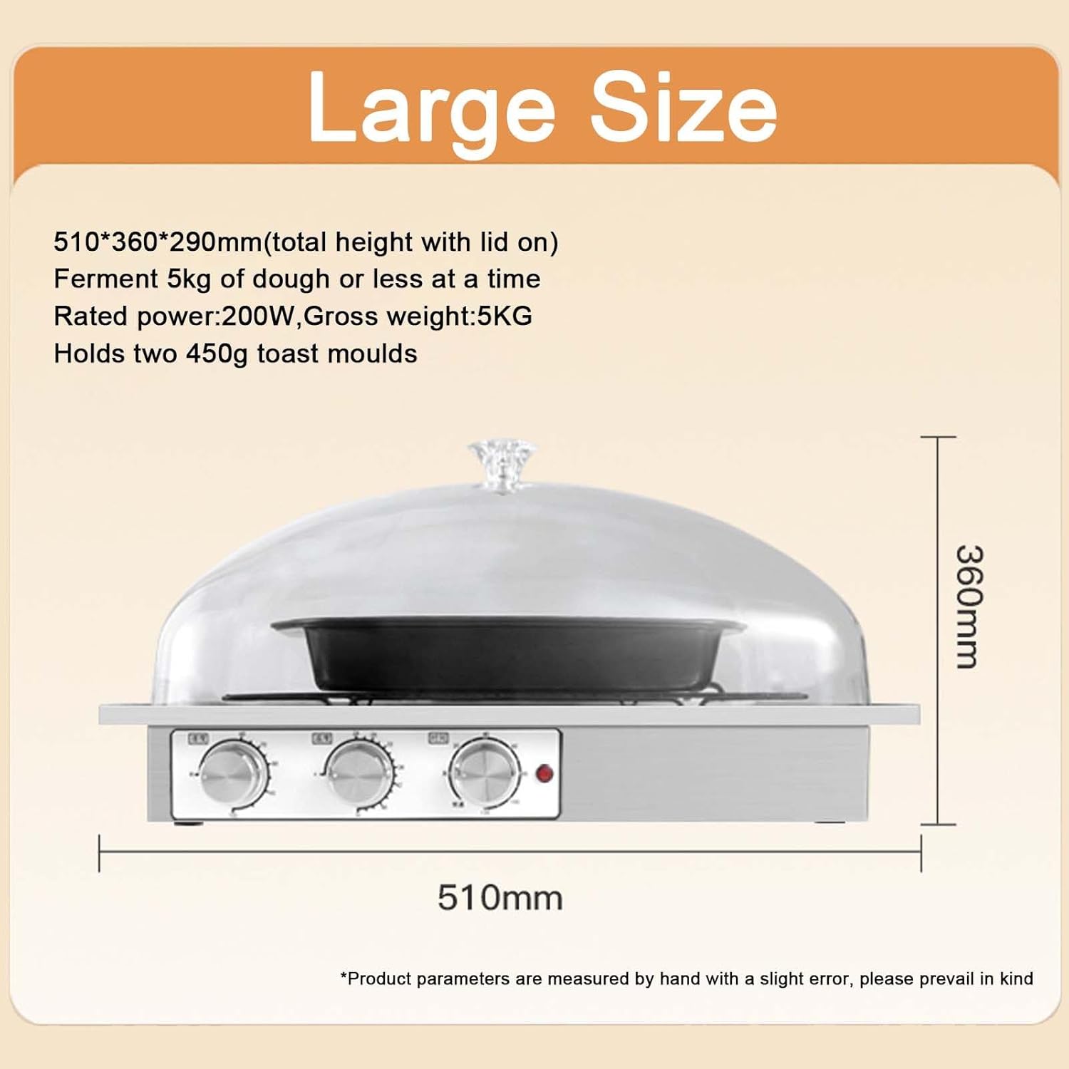 Sourdough Bread Proofer Box,Bread Dough Proofer Machine,Adjustable Humidity Temperature,Transparent Pc Cover,With Humidification Cup,Grids,A Pair Of Heat-Insulating Gloves,510*360*290
