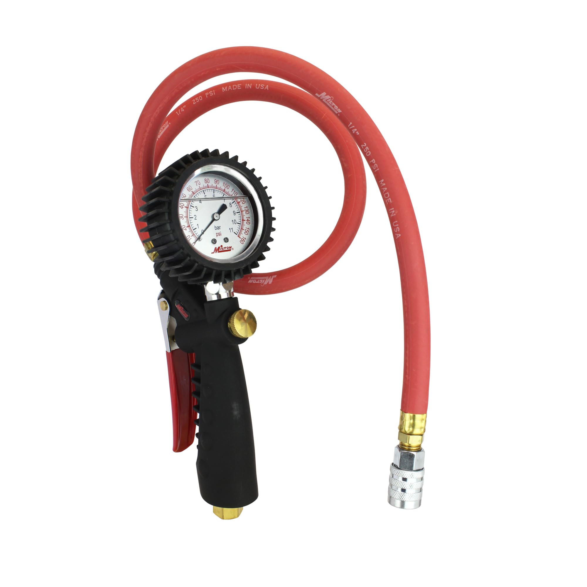 Milton 572 A PRO analogique Jauge de poignée pistolet de gonflage – 91,4 cm Tuyau et KWIK Grip Mandrin de sécurité – 230 PSI