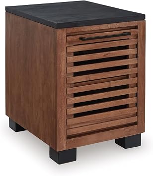 Signature Design by Ashley Kallari Chairside End Table, Black Brown Wood