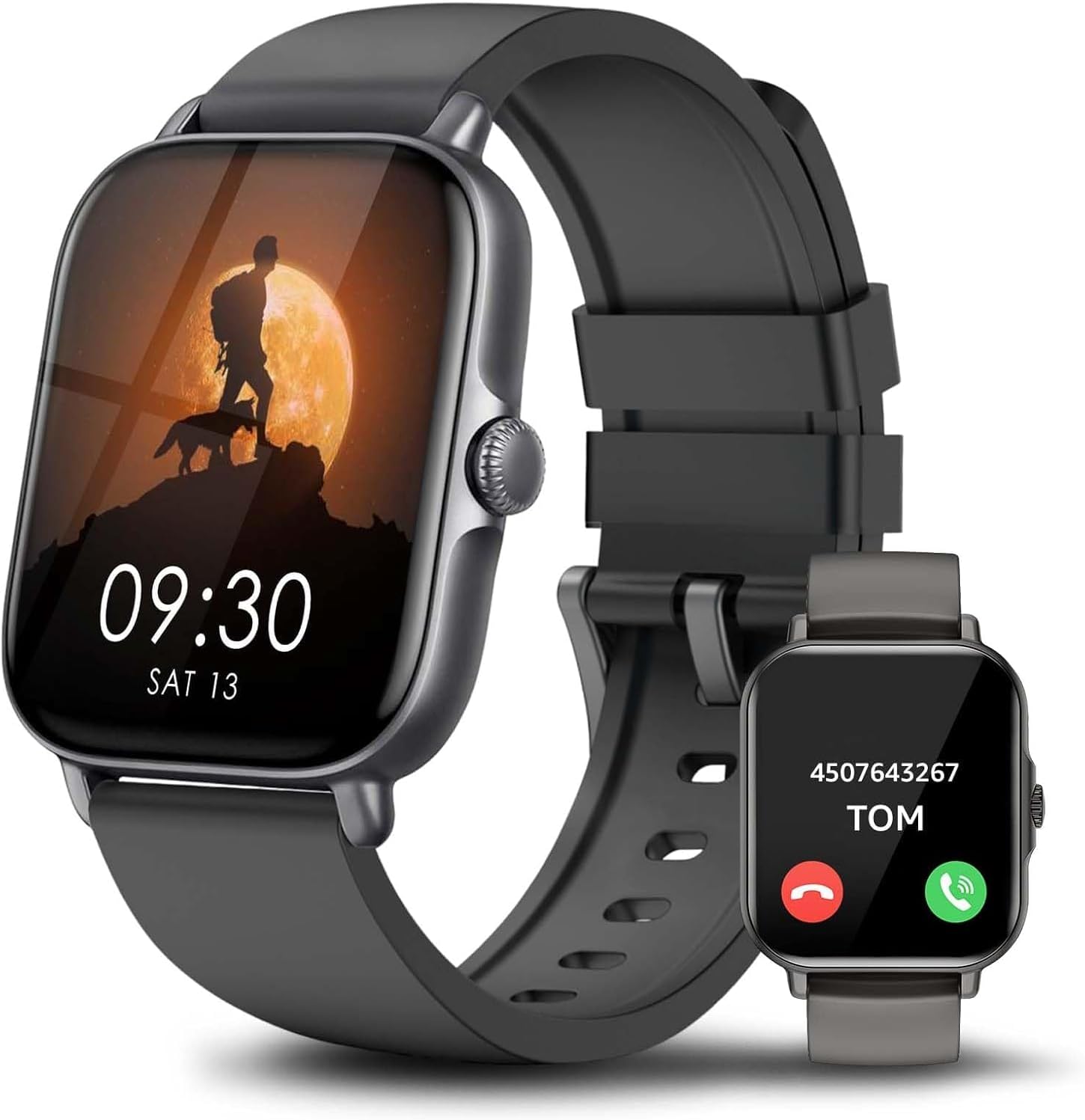 ASWEEASWEE Smart Watch for Men Women, Fitness Watch with Intelligent Reminders and Phone Calls, Activity Trackers with Heart Rate Sleep Monitor, 1.85" Touch Screen Pedometer for Android iOS