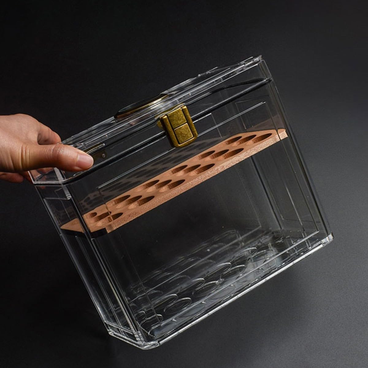 Humidor de Puros Hecho a Mano,Cava de Puros HumidorsCedro,Higrómetro,Humidificador de Puros,Clásico Desk Humidor para hasta Muchos Puros Regalos para Fumadores de Puros