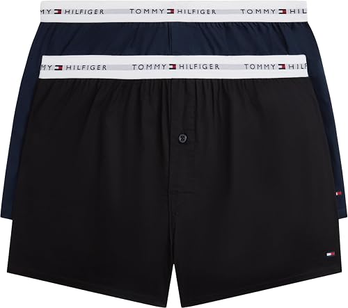 Tommy Hilfiger Men's 2 Pack Boxer Shorts in Cotton, Black…