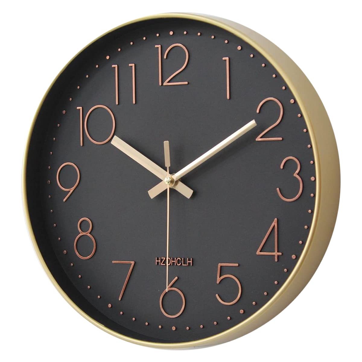 HZDHCLH Funk Wanduhr 30 cm Lautlose Wanduhr Ohne Tickgeräusche, Moderne Batteriebetriebene Uhr für Zuhause, Küche, Wohnzimmer, Büro, Wanddekoration (Gold-schwarz)