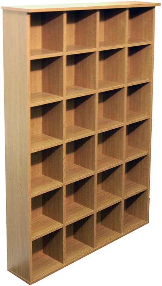 WATSONS PIGEON HOLE - 480 CD / 312 DVD Blu-ray Media Cubby Storage Shelves - Oak